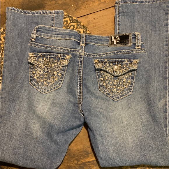 D-Fuz Denim - Y2K D-Fuz Rhinestone Embellished Classic Blue Boot Cut Women's Jeans size 7/8